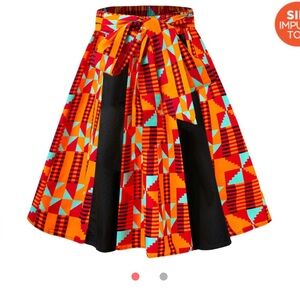 NWT Vibrant & Flowy Geometric Patterned African inspired Skirt